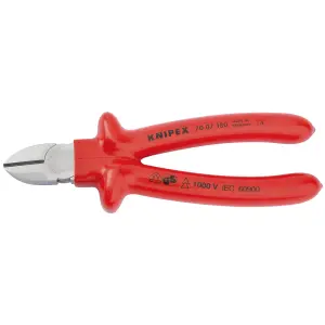 KNIPEX 70 07 180 Diagonal Cutter with dipped insulation, VDE-tested chrome-plated, 180mm 21455