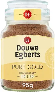 Douwe Egberts Pure Gold Medium Roast Instant Coffee 95G (Pack Of 6 Jars, Total 570G)