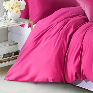 Marnisha Polyester Solid Colour Duvet Cover Set with Pillowcases Pink / Kingsize - 2 Standard Pillowcases