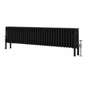 Right Radiators 300x1460 mm Horizontal Traditional 4 Column Cast Iron Style Radiator Black