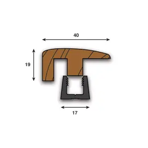 Woodline WE18 End Stop Door Bar Threshold 900mm - Unfinished Oak