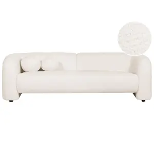 3 Seater Boucle Sofa White LEIREN