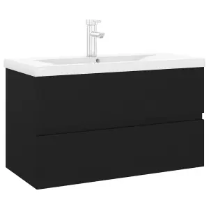 Berkfield Sink Cabinet with Built-in Basin Black Engineered Wood