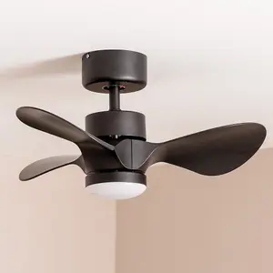 ValueLights 24 Inch Integrated LED Ceiling Fan with Remote Control, 3 Blades, Timer and 6 Speed Functions - Black