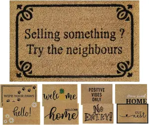 Coir Door Mat 60x40cm -Non-Slip Absorbent Indoor/Outdoor Eco-Friendly-Ideal for Door Entry-Large Size Washable (SELLING SOMETHING)