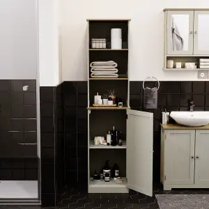 Bath Vida Priano Grey 1 Door 2 Shelf Tall Bathroom Cabinet