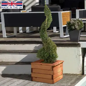 Set of 2 HORTICO™ Wooden Planter, 41cm Square Planter Box, Made in the UK Scandinavian Red Wood Outdoor Plant Pots H31 L41 W41 cm