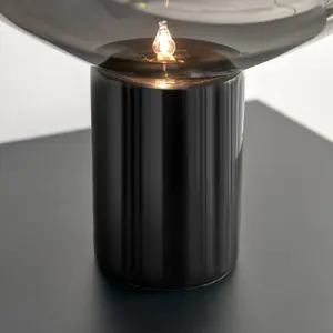 Furniturebox UK Laura Smoked Glass And Black Marble Mid Century Desk Table Lamp