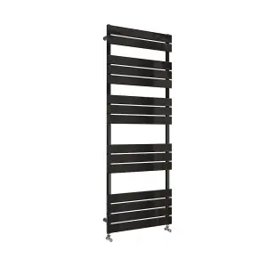 Designer Vertical Black Single Panel Towel Radiator (H) 1600mm x (W) 600mm, 3596 BTU.