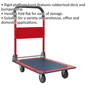 Heavy-Duty 150kg Rigid Platform Truck with Folding Handles and Rubberised Deck