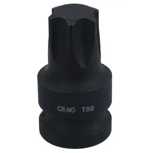 T80 1/2in Drive Male Torx Star Impacted Impact Shallow Stubby Socket