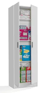 VITA 2 Door Utility Storage 4 Shelf Cupboard in Matt White