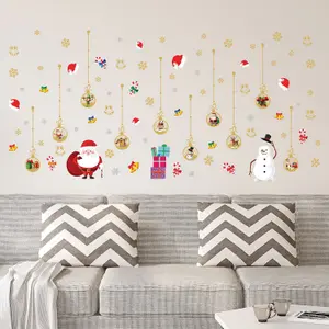 Walplus Santa Matt Gold Christmas Ornaments Wall Stickers Decoration Decal