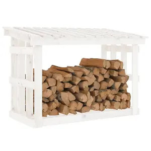 Berkfield Firewood Rack White 108x64.5x77 cm Solid Wood Pine