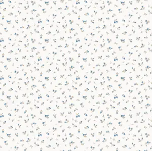 Galerie Cottage Chic Blue Tiny Floral and Leaf Motif EcoDeco Material Wallpaper Roll