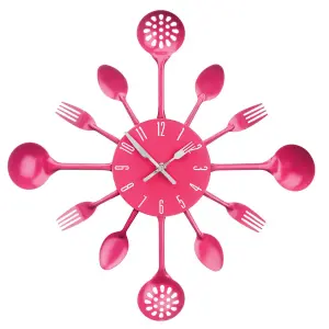 Maison by Premier Hot Pink Cutlery Metal Wall Clock