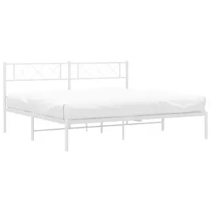 Berkfield Metal Bed Frame with Headboard White Super King Size