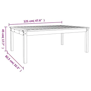 Berkfield Garden Table White 121x82.5x45 cm Solid Wood Pine