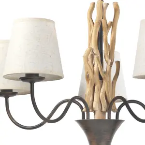 Luminosa Agar Multi Arm Chandelier With Shades, Natural Wood