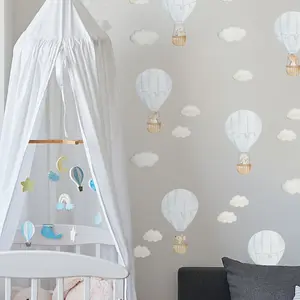 Blue Hot Air Balloons Wall Sticker Pack Children's Bedroom Nursery Playroom Décor Self-Adhesive Removable