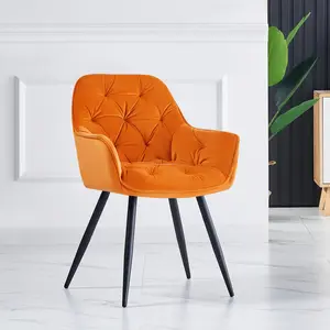 Irie Single Velvet Upholstered Dining Chair with Arm Light Orange