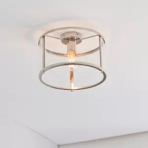 Anson Lighting Hopton Flush light finished in Bright nickel plate and clear glass