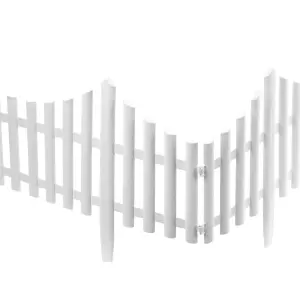 KCT 2 Pack -  Interlocking Flexible White Picket Fence Garden Borders - 16 Pieces Total