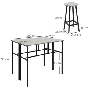 HOMCOM 6-Piece Industrial Bar Table Set, 2 Kitchen Tables with 4 Stools, Grey