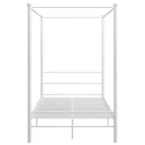 Berkfield Canopy Bed Frame White Metal 120x200 cm