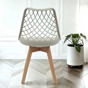 2x Alma Dining Chairs In Beige With Wooden Legs