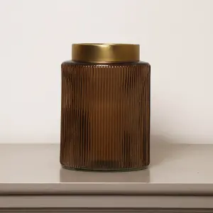 Melody Maison Mustard Ribbed Glass Vase - 16cm