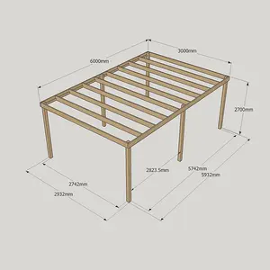 Garden Pergola 6 Posts - Wood - L300 x W600 x H270 cm - Light Green