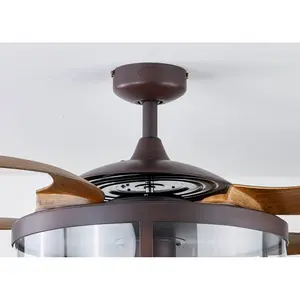 122 Cm Ceiling Fan Adilene With Remote Control Oil Rubbed Bronze with Brown Blades