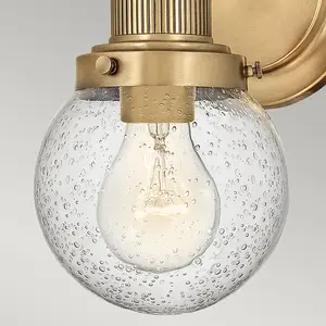 Luminosa Hinkley Poppy Bathroom Wall Lamp Heritage Brass, IP44