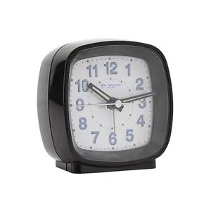 Analogue Quartz Movement / Crystal Alarm Tabletop Clock in Black