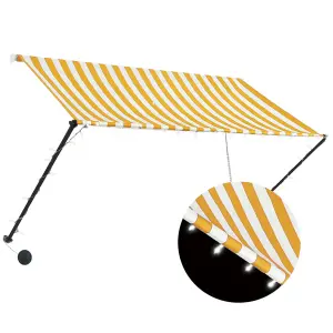 Berkfield Retractable Awning with LED 250x150 cm Yellow and White