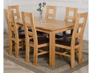 Oslo 150 x 90 cm Medium Oak Dining Table and 6 Chairs Dining Set with Yale Chairs