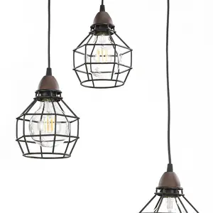 Luminosa Spider 3 Light Wire Shade Cluster Pendant Ceiling Light, Black