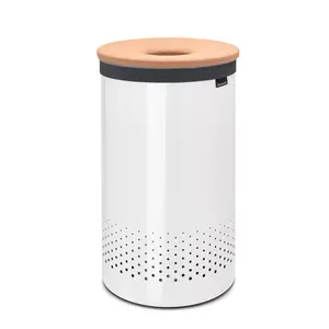 Brabantia Cork Lid Laundry Bin 35 Litre White