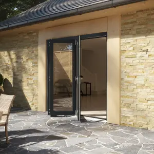 Rohden Clear Fully glazed Anthracite Grey Timber External Contemporary 3 Patio door, (H)2090mm (W)2090mm