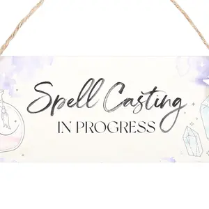 Something Different Spell Casting In Progress Hanging Sign White/Black (One Size)