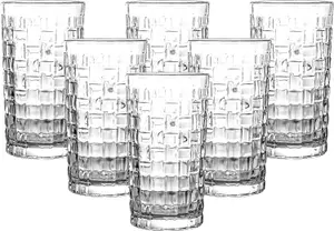 simpa 285ml Woven Pattern Highball Drinking Glasses, Set of 6