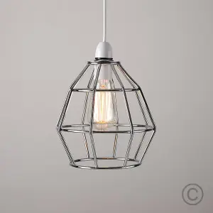 ValueLights Hamish Contemporary Polished Chrome Metal Basket Cage Pendant Ceiling Light Shade