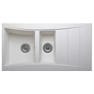 Astini Xeron 1.5 Bowl White SMC Synthetic Reversible Kitchen Sink & Waste