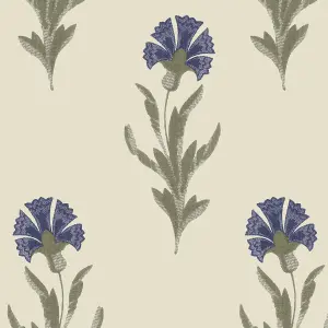 Laura Ashley Midnight Palace Dandelion Dusky Seaspray Blue Smooth Wallpaper