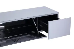 Chromium TV-Stand with 2 drawers and 1 flap in grey