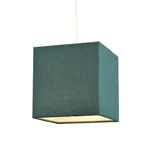 Contemporary and Stylish Forest Green Linen Fabric Square 16cm Lamp Shade