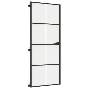 Berkfield Interior Door Slim Black 83x201.5 cm Tempered Glass and Aluminium