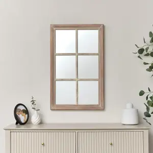 Melody Maison Rustic Wooden Window Wall Mirror 80cm x 50cm