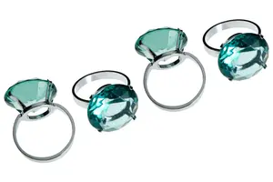 Set Of Four Teal Diamante Napkin Rings